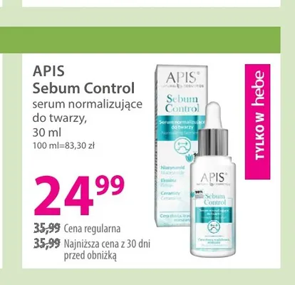 Serum normalizujące do twarzy Sebum Control Apis promocja w Hebe