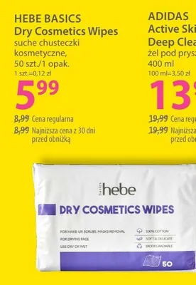 Suche chusteczki kosmetyczne Dry Cosmetics Wipes promocja w Hebe
