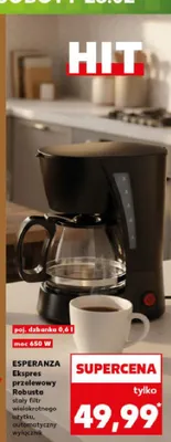 Ekspres przelewowy Robusta stały filtr wielokrotnego użytku, automatyczny wyłącznik promocja w Kaufland