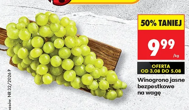 Winogrono jasne bezpestkowe na wagę promocja w Biedronka