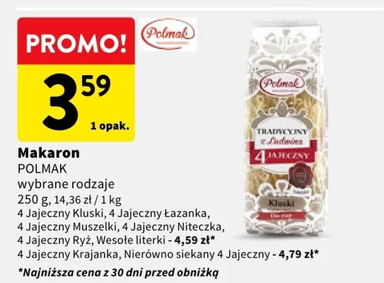 Makaron Polmak 4 Jajeczny Kluski promocja w Intermarche