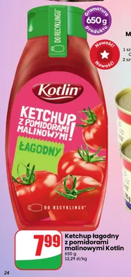 Ketchup łagodny z pomidorami malinowymi Kotlin promocja w Dino