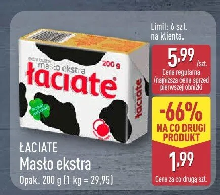 Masło ekstra Łaciate promocja w Aldi