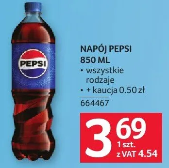 Napój Pepsi 850 ML promocja w Selgros