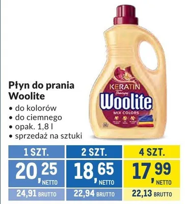 Płyn do prania Woolite do kolorów promocja w Makro
