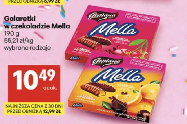 Galaretki w czekoladzie Mella wiśniowe promocja w Delikatesy Centrum
