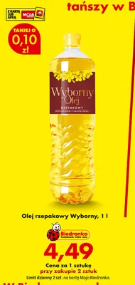 Olej rzepakowy Wyborny promocja w Biedronka