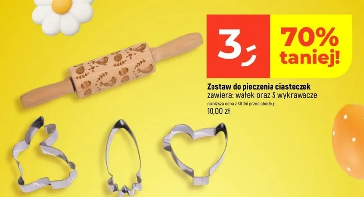 Zestaw do pieczenia ciasteczek zawiera: wałek oraz 3 wykrawacze promocja w Dealz