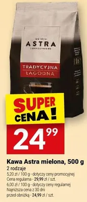 Kawa Astra Tradycyjna Łagodna mielona promocja w Twój Market
