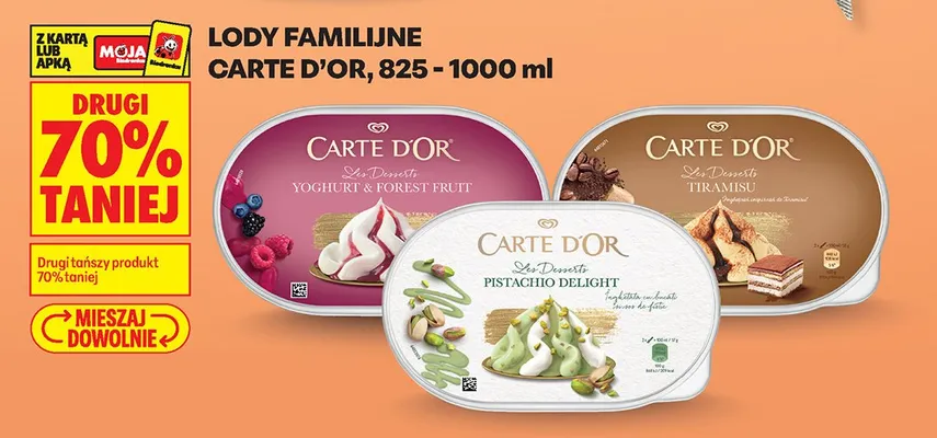 Lody familijne Carte D'Or Tiramisu promocja w Biedronka