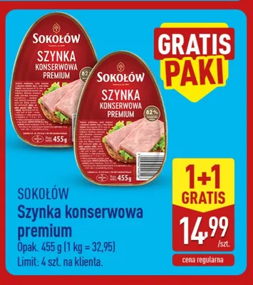 Szynka konserwowa premium Sokołów promocja w Aldi