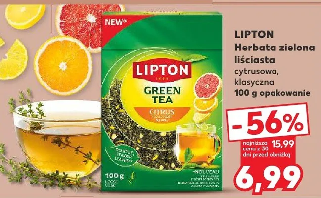 Herbata zielona liściasta cytrusowa promocja w Kaufland