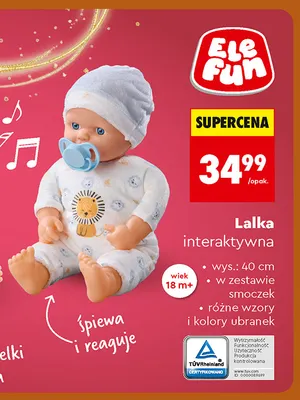 Lalka interaktywna wys. 40 cm Elefun promocja w Biedronka