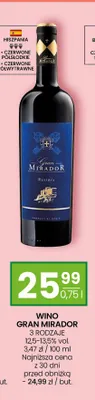 Wino Gran Mirador czerwone półwytrawne promocja w Twój Market