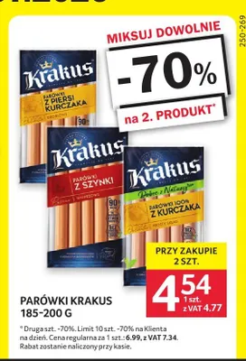 Parówki Krakus z piersi kurczaka promocja w Selgros