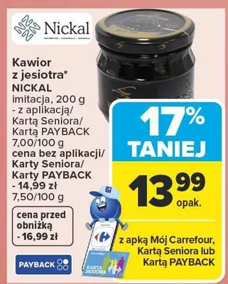 Kawior z jesiotra imitacja Nickal promocja w Carrefour