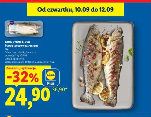 Pstrąg tęczowy patroszony Targ Rybny Lidla promocja w Lidl