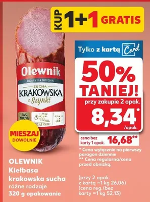 Kiełbasa krakowska sucha różne rodzaje promocja w Kaufland