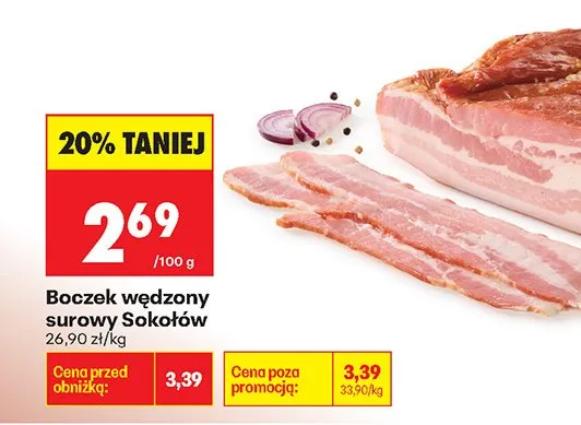 Boczek wędzony surowy Sokołów promocja w Biedronka