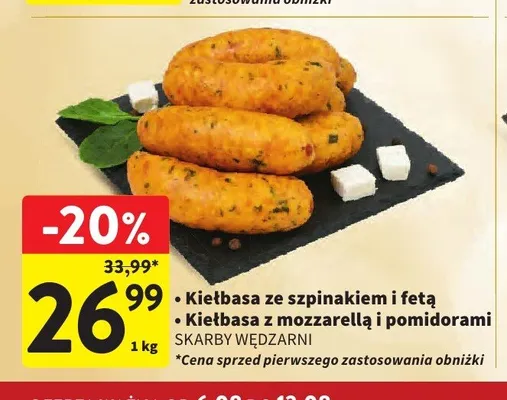 Kiełbasa z mozzarellą i pomidorami Skarby Wędzarni promocja w Intermarche