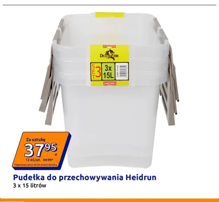 Pudełka do przechowywania Heidrun 3-pak 15 l promocja w Action