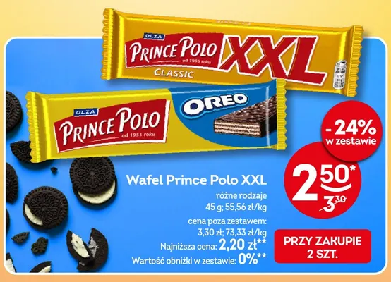 Wafel Prince Polo XXL Oreo promocja w Żabka