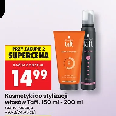 Kosmetyki do stylizacji włosów Taft, różne rodzaje promocja w Biedronka
