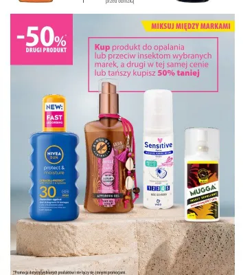 Kosmetyki do opalania lub preparaty przeciw insektom Nivea Sun / Byron Bay / Vaco / Mugga promocja w Hebe