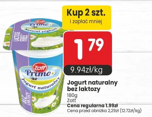 Jogurt naturalny bez laktozy Zott Primo promocja w Market Point