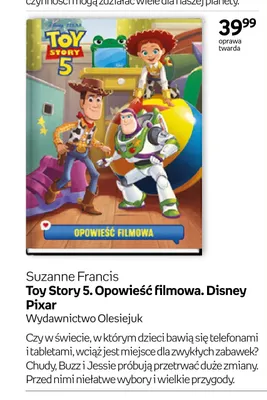 Książka Toy Story 5 Opowieść filmowa Disney Pixar promocja w Empik