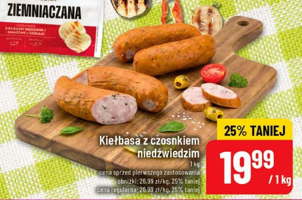 Kiełbasa z czosnkiem niedźwiedzim JBB Bałdyga promocja w POLOmarket