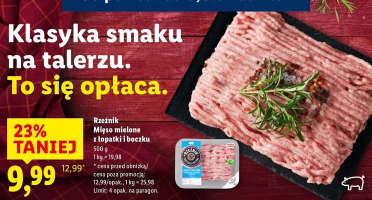 Mięso mielone z łopatki i boczku promocja w Lidl