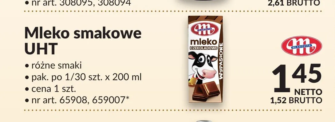 Mleko smakowe UHT Mlekovita promocja w Makro