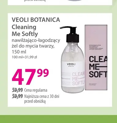 Nawilżająco-łagodzący żel do mycia twarzy Cleaning Me Softly Veoli Botanica promocja w Hebe
