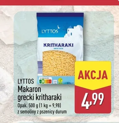 Makaron grecki kritharaki Lyttos promocja w Aldi