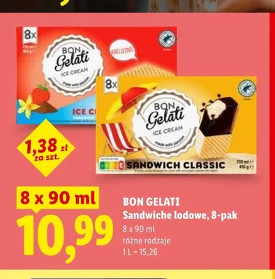 Sandwiche lodowe BON GELATI promocja w Lidl