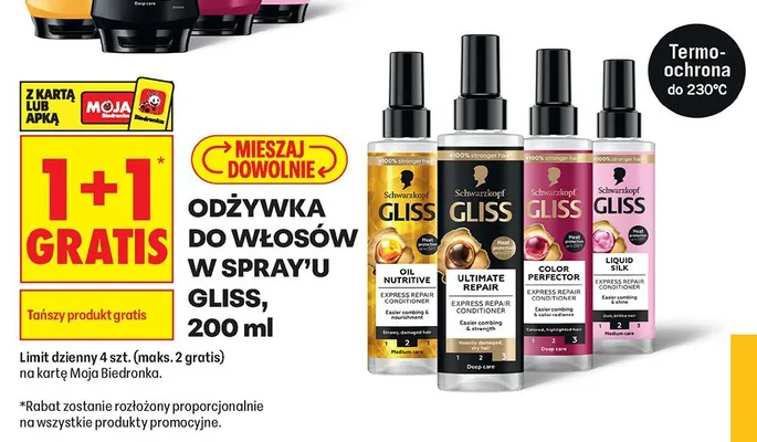 Odżywka do włosów w sprayu Schwarzkopf Gliss Liquid Silk promocja w Biedronka