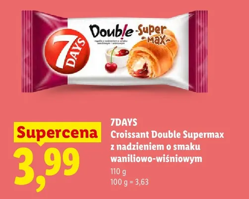 Croissant 7Days Double Supermax z nadzieniem o smaku waniliowo-wiśniowym promocja w Lidl
