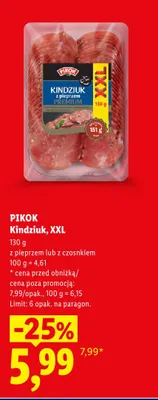Kindziuk XXL z czosnkiem Pikok promocja w Lidl