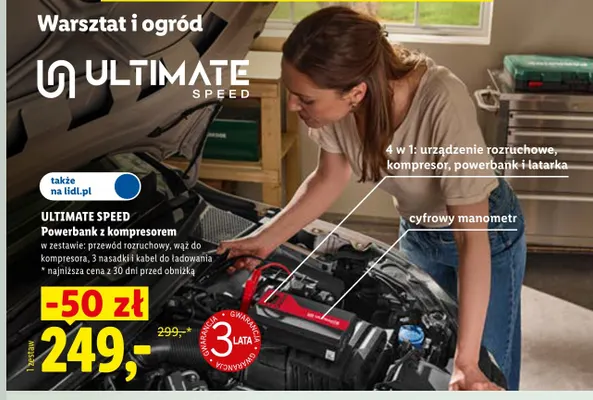 Powerbank z kompresorem Ultimate Speed 4 w 1 promocja w Lidl