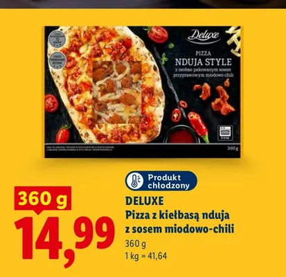 Pizza z kiełbasą nduja z sosem miodowo-chili Deluxe promocja w Lidl