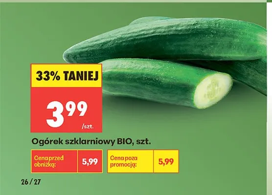 Ogórek szklarniowy BIO promocja w Biedronka
