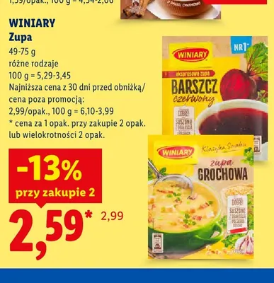 Zupa ekspresowa Barszcz czerwony Winiary promocja w Lidl