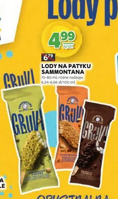 Lody na patyku różne rodzaje Sammontana promocja w Stokrotka