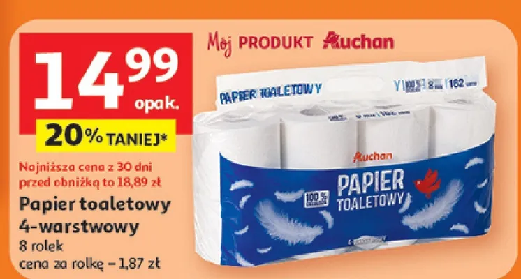 Papier toaletowy 4-warstwowy promocja w Auchan