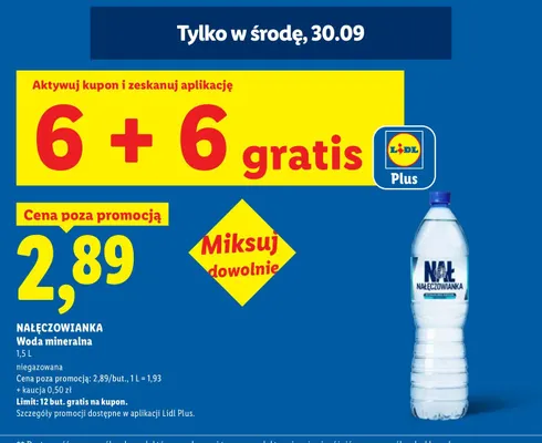 Woda mineralna niegazowana Nałęczowianka promocja w Lidl