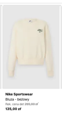Bluza Nike Sportswear beżowa promocja w Lounge by Zalando