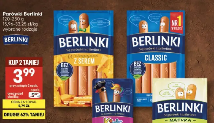 Parówki Berlinki Kids promocja w Delikatesy Centrum