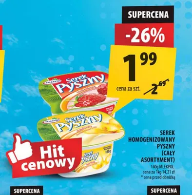 Serek homogenizowany Pyszny waniliowy Mlekpol promocja w Arhelan