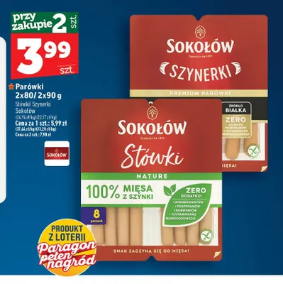 Parówki Stówki Sokołów 2-pak promocja w TOPAZ